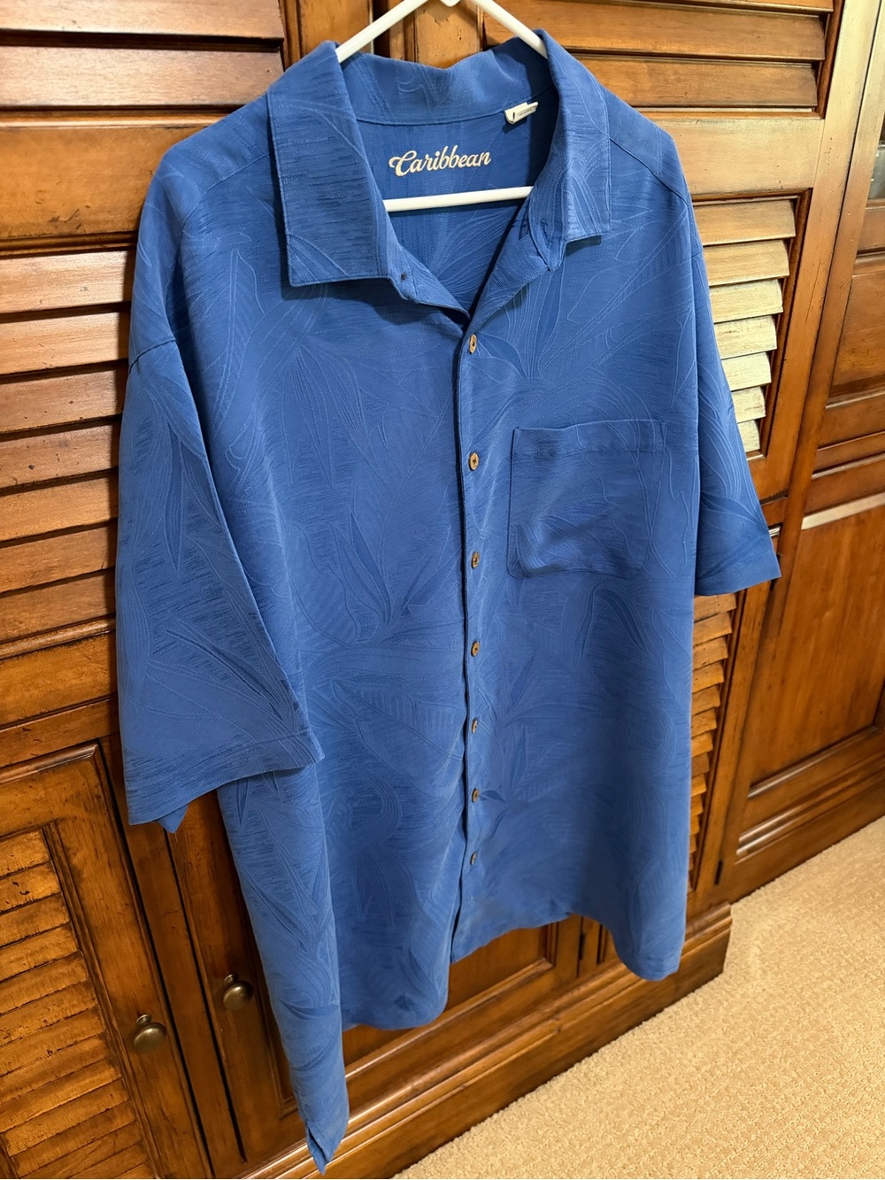 Caribbean Men's Royal Blue Short Sleeve Button-Down Shirt - Size 3️⃣XT
